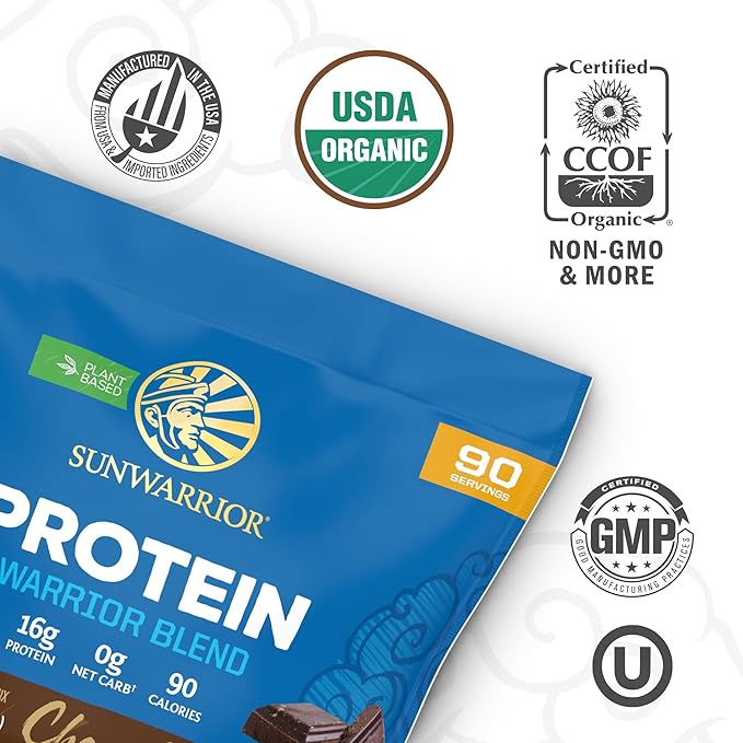 Organic Plant Based Protein Powder | Vegan Organic Protein Powder Chocolate Flavored with BCAA Amino Acids & Hemp Seed Pea Blend | Non-GMO Soy Dairy Filler & Gluten Free (Chocolate, 90 Servings)