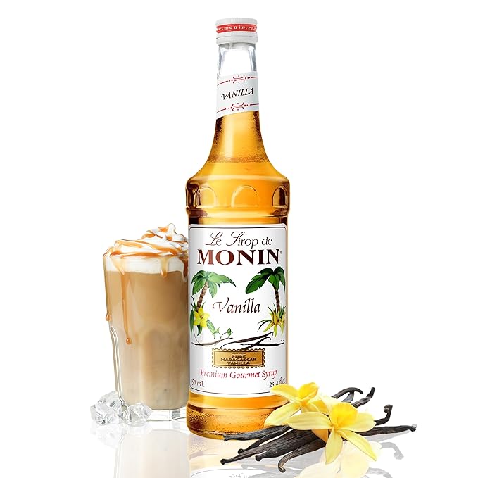 Monin - Vanilla Syrup, Versatile Flavor, Great for Coffee, Shakes, and Cocktails, Gluten-Free, Non-GMO (750 ml)