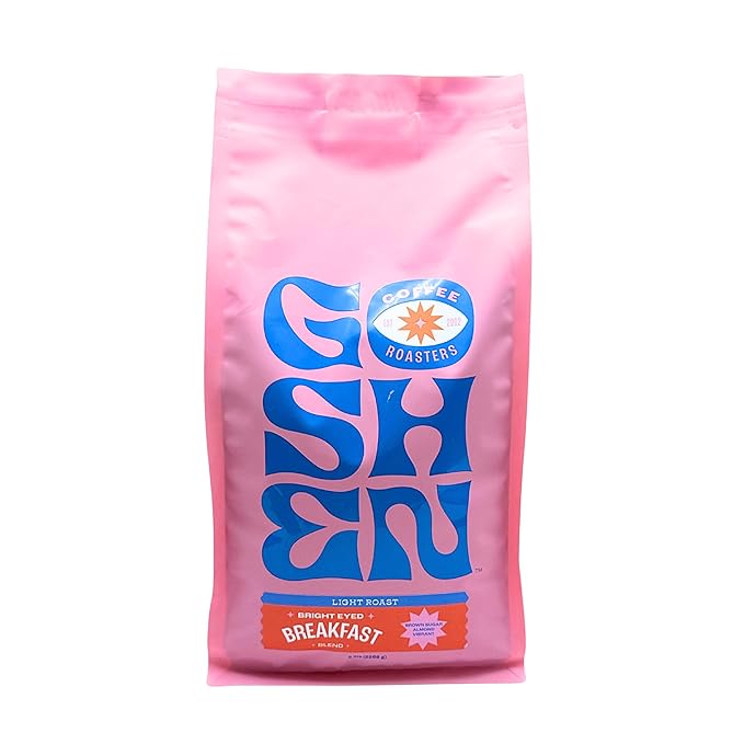 Goshen Coffee Roasters Whole Bean Bright Eyed Breakfast Blend | Light Roast, Brewed or Espresso | Award-Winning - Natural and Washed | Vibrant, Almond, Brown Sugar Flavors | 5 lb Bag