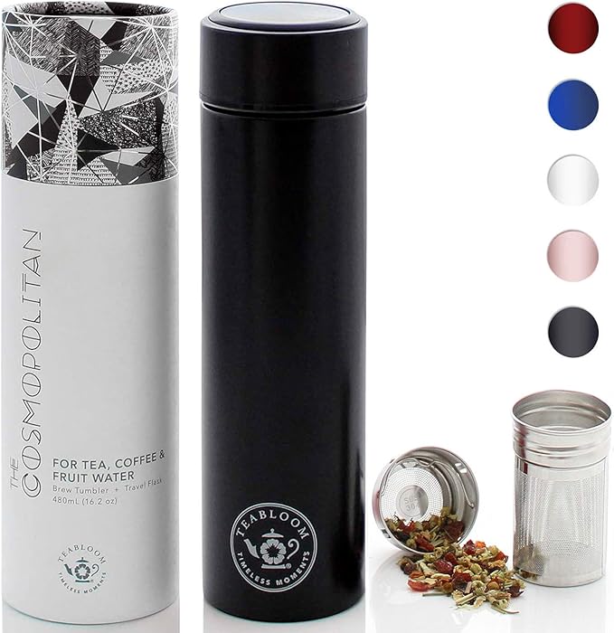 Teabloom - The ORIGINAL All-Brew Travel Tumbler & Thermos | OPRAH’s Favorite | 16oz/480ml Insulated Water Bottle/Tea Flask/Cold Brew Coffee Mug