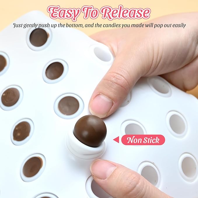 Small Chocolate Molds, 35-Cavity Silicone Sphere Candy Molds, Chocolate Mold for Cake Decoration, Chocolate Candy Gummy Mousse Jelly Pudding Ice Cube Tray, Fruit Snacks, Keto Snacks
