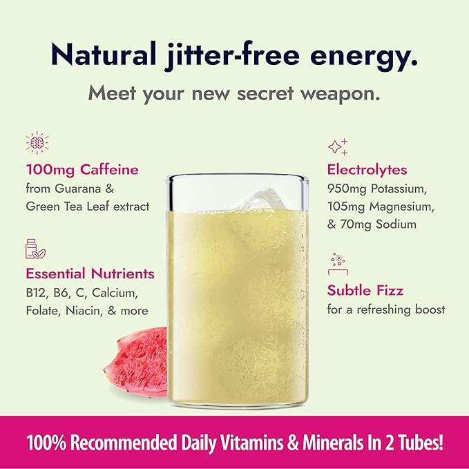 Zipfizz Daily Energy Drink Powder, Prickly Pear, 20 Pack | 3-in-1 Sustained Energy, Rapid Hydration, and Essential Vitamins | Sugar-Free | Electrolyte Powder | Contains Vitamin B-12 & Antioxidants