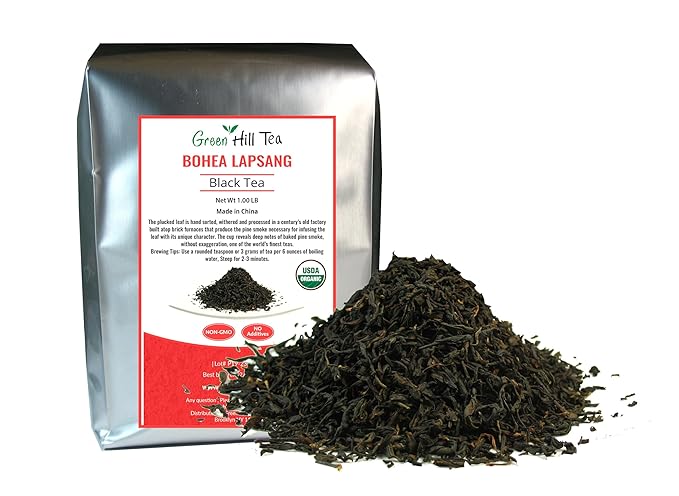 Organic Bohea Lapsang Tea, Smoulderingly smoky tea with a rich aroma – 1lb Tea Bag…