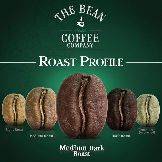 The Bean Organic Coffee Company Breakfast Blend, Medium Dark Roast, Whole Bean Coffee, 16-Ounce Bag