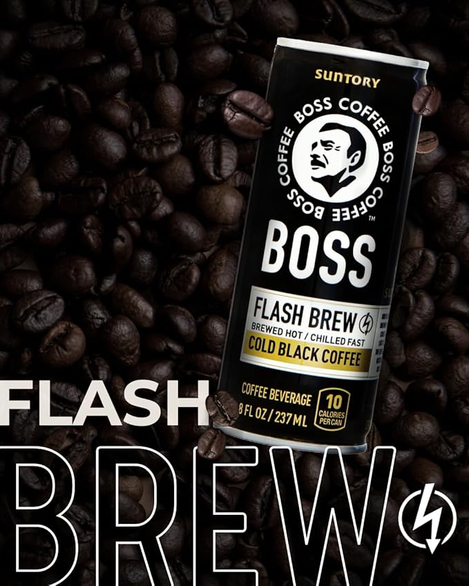 BOSS Coffee by Suntory - Japanese Flash Brew Original Black Coffee, 8oz 12 Pack, Imported from Japan, Espresso Doubleshot, Ready to Drink, Keto Friendly, Vegan, No Sugar, No Dairy