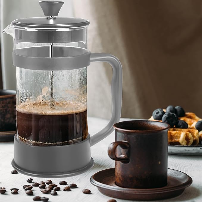 Utopia Kitchen 12 Ounce 0.35 Liter French Press Coffee Maker, Tea Maker, Travel Coffee Presses, Heat Resistant Thickened Borosilicate Coffee Pot for Camping Travel Gifts, Grey Pack of 1