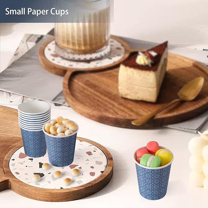 300 Pack 5oz Paper Cups, Disposable Bathroom Navy Floral Small Mouthwash Cups 5 OZ for Barth, Parties, Picnics, Barbecues, Travel and Events.