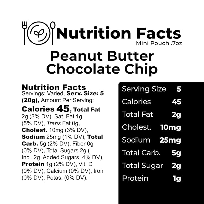 The Panza Peanut Butter Chocolate Chip Gourmet Cookie Snack Thin & Crispy | Organic, Non-GMO, 100% Natural Ingredients | Mini Pouch 0.7 oz