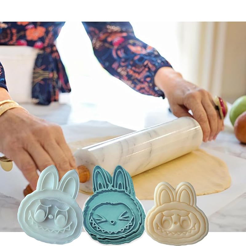 4-Piece Monster Spirit Cookie Stamp Set 3d Cute Doll Cookie Stamp Set With Cutter Suitable For Everyday Baking The Perfect Gift For Baking Enthusiasts A Joyful Gift For The Whole Family