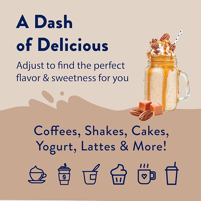 Jordan's Skinny Syrups Sugar Free Coffee Syrup, Caramel Pecan Flavor Drink Mix, Zero Calorie Flavoring for Chai Latte, Protein Shake, Food & More, Gluten Free, Keto Friendly, 25.4 Fl Oz, 1 Pack