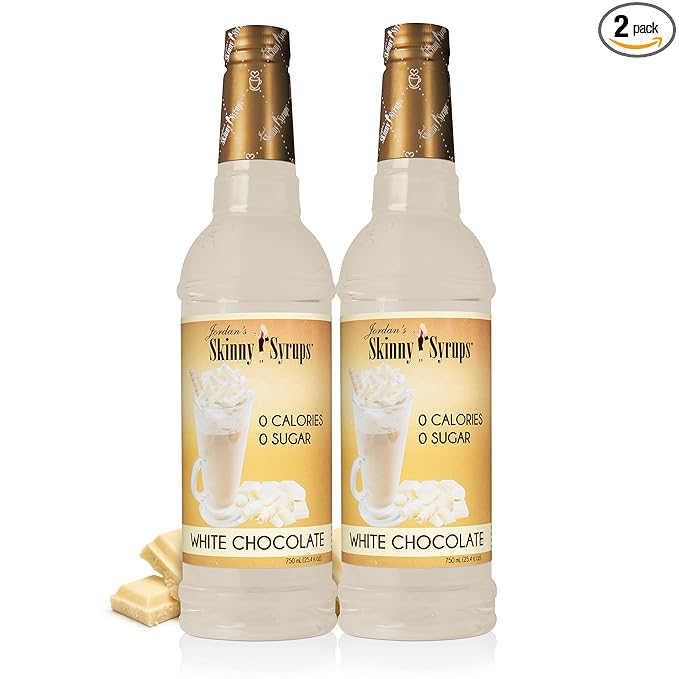 Jordan's Skinny Syrups Sugar Free Coffee Syrup, White Chocolate Flavor Mix, Zero Calorie Flavoring for Lattes, Protein Shake, Cocktail & More, Gluten Free, Keto Friendly, 25.4 Fl Oz (Pack of 2)