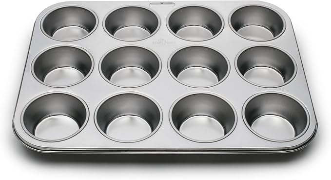 Fox Run Muffin and Cupcake Pan, 12 Standard Cup, Stainless Steel