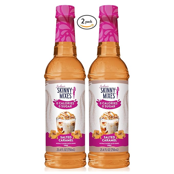 Jordan's Skinny Syrups Salted Caramel, Sugar Free Flavoring Syrup, 25.4 Ounce Bottle (Pack of 2)
