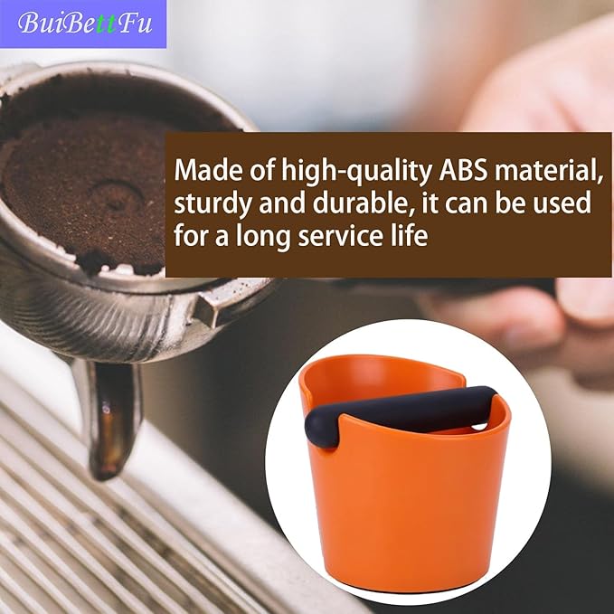 5 Inch Coffee Knock Box Shock-Absorbent Durable Barista Style Knock Box With Removable Knock Bar and Non-Slip Base Gift (S-Orange)