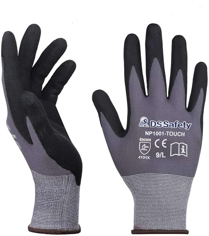 NP1001 Safety Work Gloves Comfort Stretch Fit Power Grip Smart Touch Durable Foam Coated