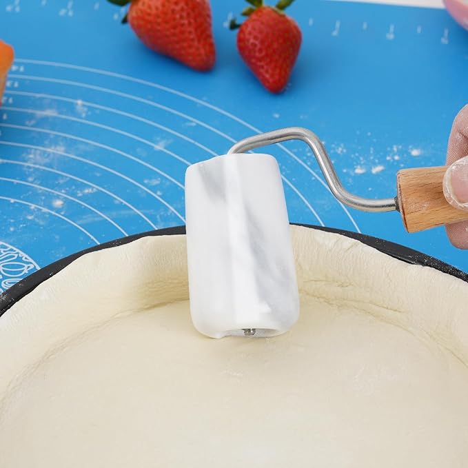 Tianman Small Marble Rolling Pin Pizza Roller, Marble Pastry Roller Non-Stick T-Type, For Cake Baking Tortilla Fudge Pizza Cookies and Other Kitchen Baking Cooking (Type 3 White).