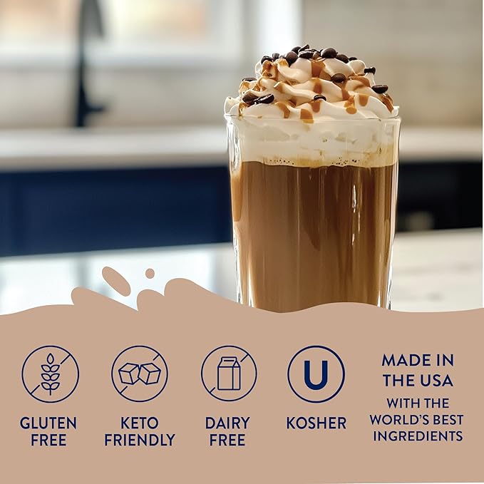Jordan's Skinny Syrups Sugar Free Coffee Syrup, Salted Caramel Mocha Flavor Drink Mix, Zero Calorie Flavoring for Lattes, Protein Shake, Food & More, Gluten Free, Keto Friendly, 25.4 Fl Oz, 1 Pack