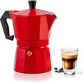Mixpresso Red 3 Cup Moka Pot Cuban Coffee Maker, Moka Pot for Gas, Electric Stove Top, Classic Italian Coffee Maker, Stovetop Espresso Maker, Camping Pot Makes 3 Espresso Cup 5 Oz