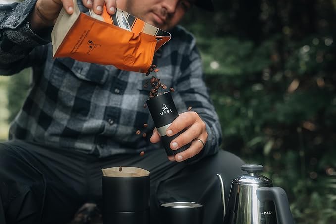 Nest Pour Over Coffee Kit + Java G25 Grinder Gift Set, Contains Two 10 Oz Mugs, Splash Proof Lid, Pour Over Coffee Dripper, Java G25 Grinder and Storage Connector, Black