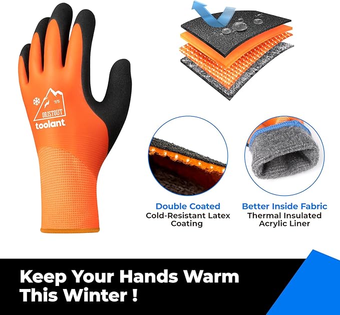 Waterproof Winter Work Gloves for Men and Women, Touchscreen, Freezer Gloves, Thermal Insulated, for Cold Weather