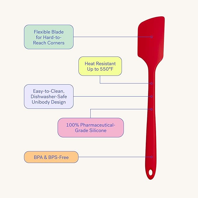 GIR: Get It Right Silicone Spatula for Cooking, Baking, Scraping, and Mixing - Non-Stick & Heat Resistant Kitchen Spatula - 11 Inch, Red - Silicone Cooking Utensils
