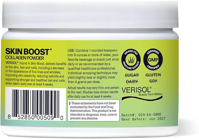 Sparkle Wellness VERISOL Bioactive Hydrolyzed Collagen Peptides | Collagen Powder Supplement with Vitamin C for Skin, Hair & Nail Health | Skin Boost (Mixed Berry) [30-Serves]