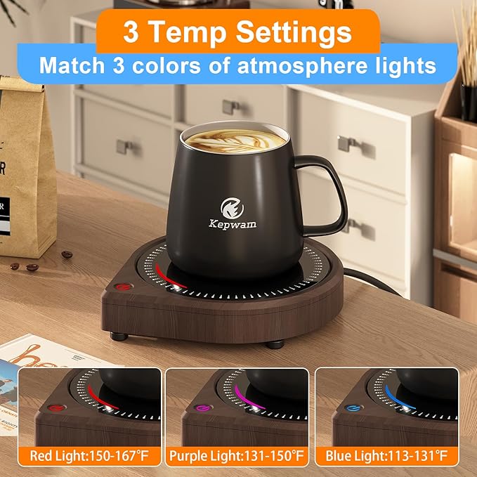 Coffee Mug Warmer for Desk, Smart Coffee Warmer with Touch Tech & Light, Coffee Cup Warmer with Gravity Sensor & Auto Shut Off, Candle Warmer Plate - Ideal Gifts for Dad and Mom