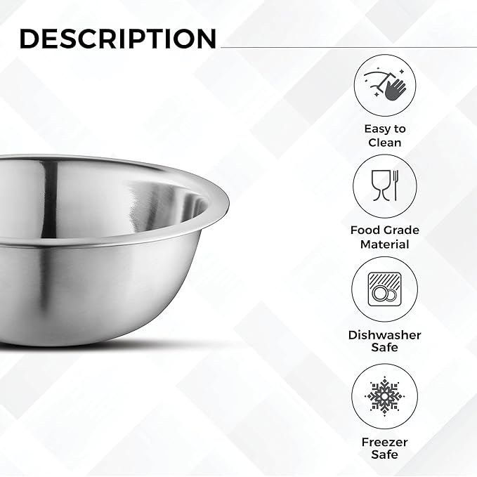 AVADOR Set of 6 Premium Stainless Steel Mixing Bowls Set, Easy To Clean, Space Saving Nestable Design, Great for Cooking, Baking, Prepping (0.75qt, 1.5qt, 3qt, 4qt, 5qt, 8qt)