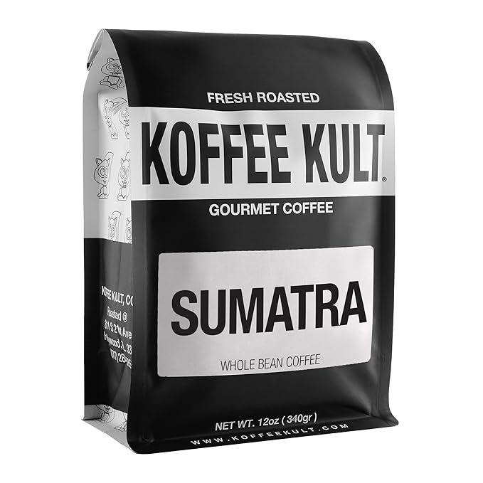Koffee Kult Sumatra Coffee Beans Dark Roast - Indonesian Fresh Roasted Coffee Beans (Whole Bean, 12oz)