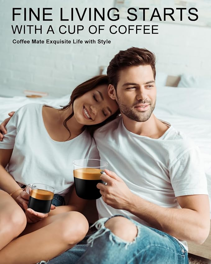 LUXU Premium Large Glass Coffee Mugs(Set of 2)-24 oz,Wide Mouth Hot or Cold Beverage Mugs,Modern Simplicity Glass Tea Coffee Cups-Big Capacity with Comfortable Handle for Home and Office-Clear