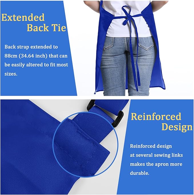4 Pack Chef Apron, Adjustable Apron with 2 Pockets, Unisex Personalised Apron for Cooking, Kitchen, Restaurant