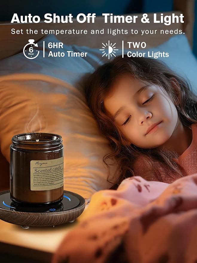 PUSEE Candle Mug Warmer, Gravity-Induction Coffee Mug Warmer for Desk with 2 Temp Settings, Auto Shut Off Coffee Cup Warmer, Beverage Warmers Heating Plate for Coffee, Tea, Milk and Candle Wax