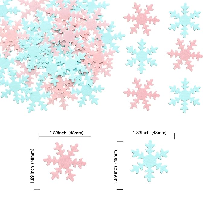 Gyufise 50Pcs Pink Edible Cupcake Cake Toppers Snowflake Cake Decorations for Christmas Winter Frozen Theme Party Supply Decoration Blue Pink