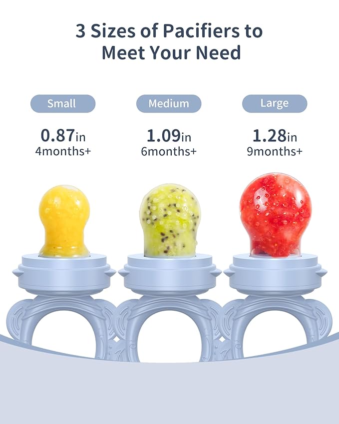 Silicone Baby Fruit Food Feeder (2 Pack) with Freezer Nibble Tray, Breastmilk Popsicle Molds for Baby Teething Relief, Silicone Feeder for Safe Infant Self Feeding, BPA Free, Dishwasher Safe, 3 Month+