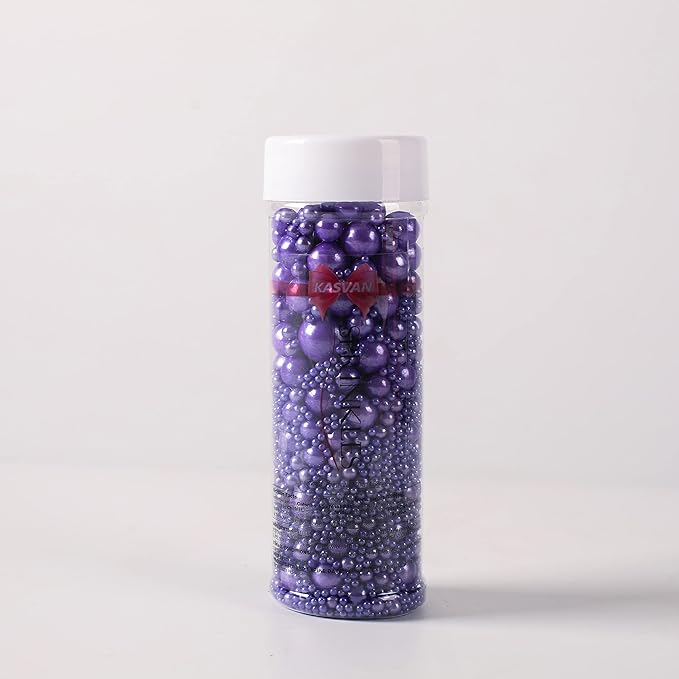 Kasvan Purple Pearl Sugar Sprinkles - Edible Candy Pearls 130g/4.58 Oz, Mix Size, Baking Cake Decorations, Ice Cream Toppings and Cookie Decorating, Wedding Party Chirstmas Supplies
