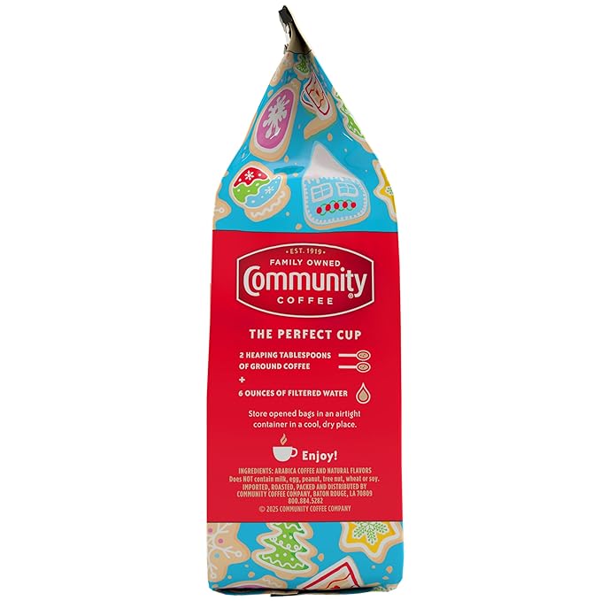 Community Coffee Grandma's Sugar Cookie Ground Coffee, Limited Edition Holiday Flavor, Natural Ingredients, 11 Ounce (Pack of 1)