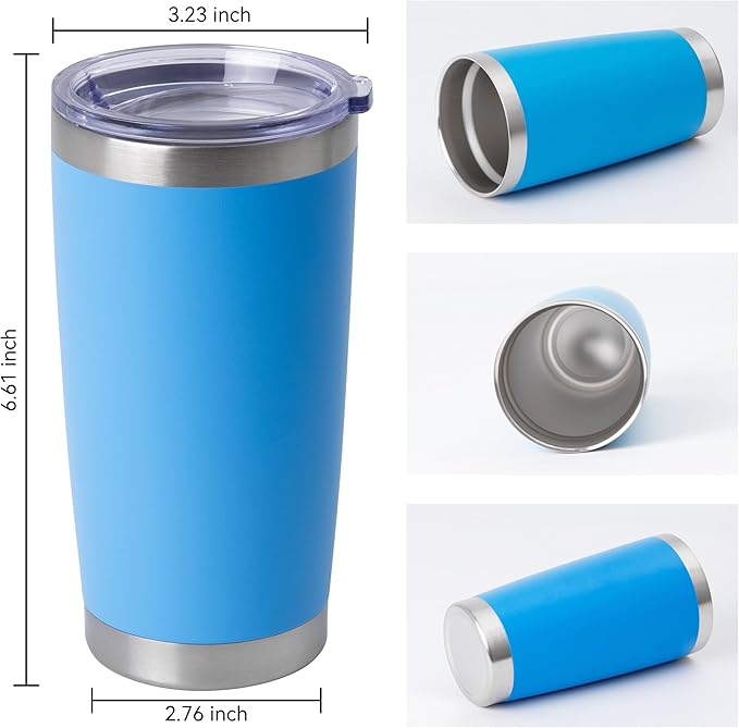 HASLE OUTFITTERS 20oz Stainless Steel Tumblers Bulk, Insulated Travel Cup with Lid, Double Wall Vacuum Coffee Mug for Cold & Hot Drinks 12 Pack, Royal Blue
