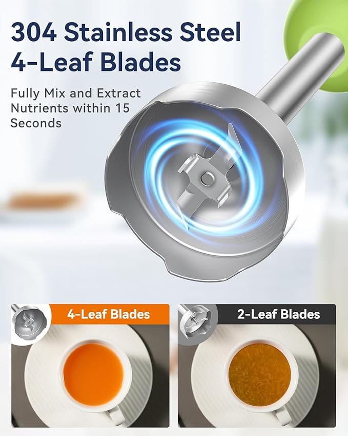 Immersion Blender Handheld 1000W 5 in 1 Corded Stick Hand Blender Kitchen with 12 Speed, BPA-Free, Mixing Beaker, Chopper, Whisk, Milk Frother, Perfect Emulsifier for Soup, Baby Food, Sauce, Puree