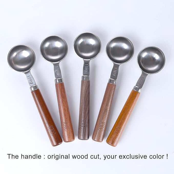 KKC HOME ACCENTS Coffee Scoop for Ground Coffee 1 Tablespoon,Tea Scoop for Loose Tea,Wood Long Handle Coffee Bean Scoop, Long Handle Coffee Measuring Spoon,Gold,1 tbsp,6.7 inch