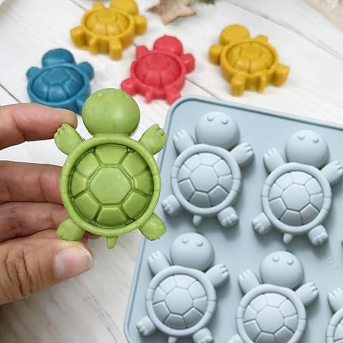 2 Pcs Turtle Ice Cube Molds, 6 Cavity Turtle Shaped Silicone Molds, for Chocolate, Candy, Jello, Wax Melts, Muffin, Cupcake Cake Decor, Gummies