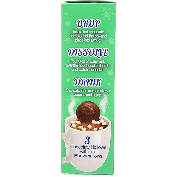 Fruidles Christmas Hot Chocolate Bombs, Drop, Dissolve, Drink Chocolaty Hallow Filled with Mini Marshmallows Birthday, Cocoa Bombs (Pack of 2), (6 Count)