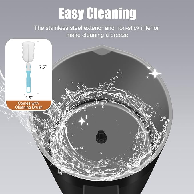 Milk Frother, 4-in-1 Milk Frother and Steamer, 13.5oz/400ml Automatic Hot and Cold Foam Maker and Milk Warmer, Electric Frother for Coffee, Latte, Cappuccino, Macchiato, Matcha(Black)