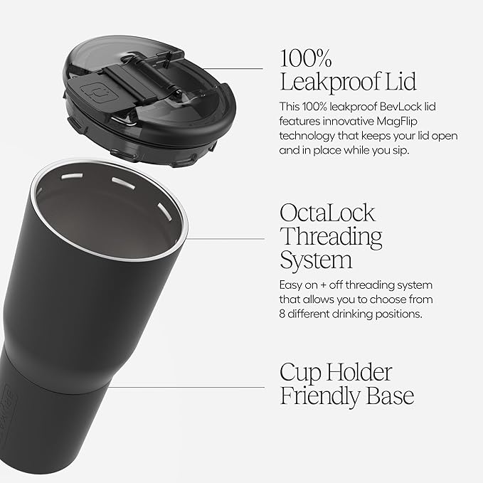 BrüMate Nav 35oz 100% Leak Proof Insulated Travel Tumbler with Magnetic BevLock™ Lid - Double Wall Cup-Holder Friendly Stainless Steel Mug (Nightfall Blue)