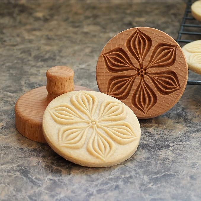 Wood Cookie Stamp, 2.5 Inch (Flower Petals CS-002)
