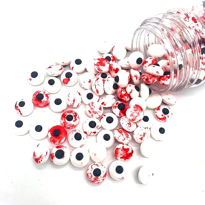 Halloween Weraru Small Candy Bloody Red Eyeballs Eye Ball Sweets Cake Cupcake Toppers Cookie Dessert Sprinkles Decorations for Christmas Halloween Birthday Party Supplies 3.4 Ounce