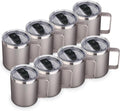 Volhoply 14oz Insulated Stainless Steel Coffee Mug with Lid Bulk 8 Pack,Double Wall Vacuum Travel Coffee Cup with Handle,Reusable Metal Cups Tumbler,Camping Mugs Keep Hot,Ideal Gifts(Gray,8 Set)