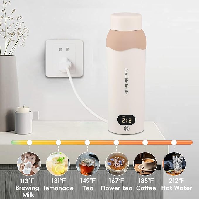 Portable Travel Electric Kettle Small Water Boiler 450ml Plug in Water Heater 304 Stainless Steel
