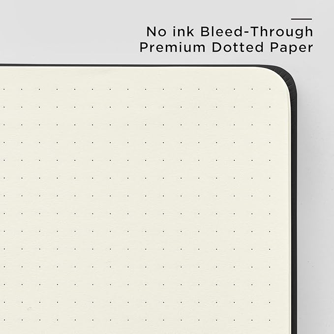 &And Per Se Dotted Journal Notebook (10 packs), A5 Hardcover Leather Bullet Dotted Journal, 160 Pages 100GSM Thick Paper, 3 Sheets of Stickers Included - 5.7'' x 8'' (Black)
