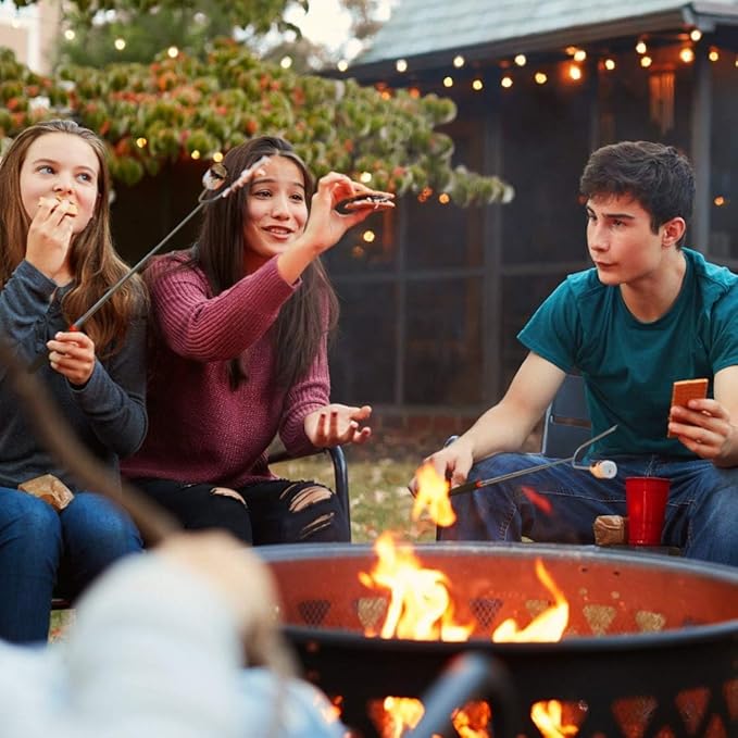 Tapirus Marshmallow Roasting Sticks | Set of 4 Extra Long Retractable Campfire Sticks | Protect Kids with Insulated Handles | Extendable Smore & Hot Dog Skewers | Heavy Duty Metal Camping Accessory