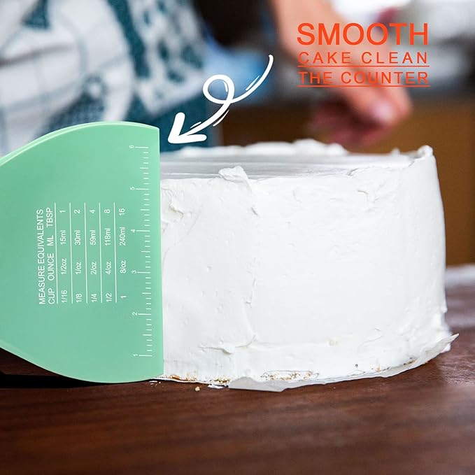Teenitor 2 Pcs Dough Scraper, Dough Scraper Plastic Bench Scraper, Dough Cutter, Multipurpose Food Scrapers for Dough, Bread Green